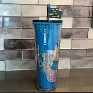 Starbucks tumbler 24 oz mermaid siren color changing blue
